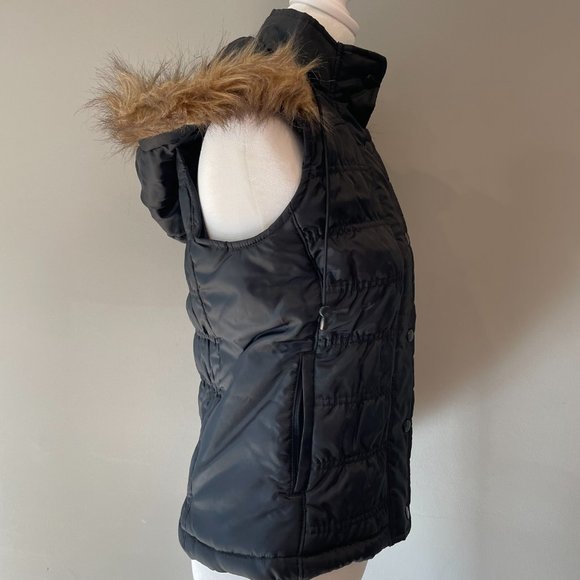 Quilted Puffer Vest with Detachable Hood with Faux Fur Trim by SO Womens Size S - Picture 5 of 16